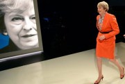 Britain’s prime minister, Theresa May, takes part in a general election broadcast, London, May 29, 2017 (pool photo by Stefan Rousseau via AP).