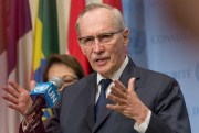 Edmond Mulet, the head of the U.N. mechanism charged with reviewing chemical weapons incidents, addresses the press at U.N. headquarters, New York, July 6, 2017 (Sipa via AP Images).