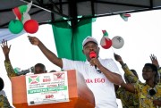 Burundian President Pierre Nkurunziza launches the ruling party’s campaign calling for a “Yes” vote in the upcoming constitutional referendum, Bugendana, Burundi, May 2, 2018 (AP photo).