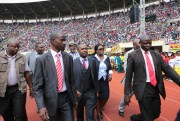 Opposition leader Nelson Chamisa, center, arrives for the celebration of the country’s 38th independence anniversary at the National Sports Stadium, Harare, April, 18, 2018 (AP photo by Tsvangirayi Mukwazhi).