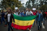 Protestors in Addis Ababa demand justice from the Ethiopian government following a spate of ethnic violence, Sept. 17, 2018 (AP photo by Mulugeta Ayene).