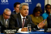 Ecuadorian President Lenin Moreno addresses the Permanent Council of the Organization of American States, in Washington, April 17, 2019 (AP photo by Patrick Semansky).