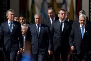 The presidents of Argentina, Ecuador, Colombia, Peru, Brazil and Chile at La Moneda presidential palace in Santiago, Chile, March 22, 2019 (AP photo by Esteban Felix).