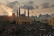 An anti-government protest in Beirut, Lebanon, Oct. 20, 2019 (AP photo by Hassan Ammar).