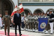 Tunisian President Kais Saied, second from left, inspects an honor guard upon his arrival at Carthage Palace after his swearing-in ceremony, Carthage, Tunisia, Oct. 23, 2019 (DPA photo by Khaled Nasraoui via AP Images).