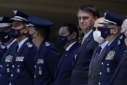 Brazilian President Jair Bolsonaro attends a ceremony to commemorate the 80th anniversary of the Air Force at the Air Base headquarters in Brasilia, Brazil, Jan. 20, 2021 (AP photo by Eraldo Peres).