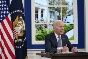 President Joe Biden attends a meeting with business leaders in the South Court Auditorium of the White House campus, Oct. 6, 2021 (AP photo by Evan Vucci).