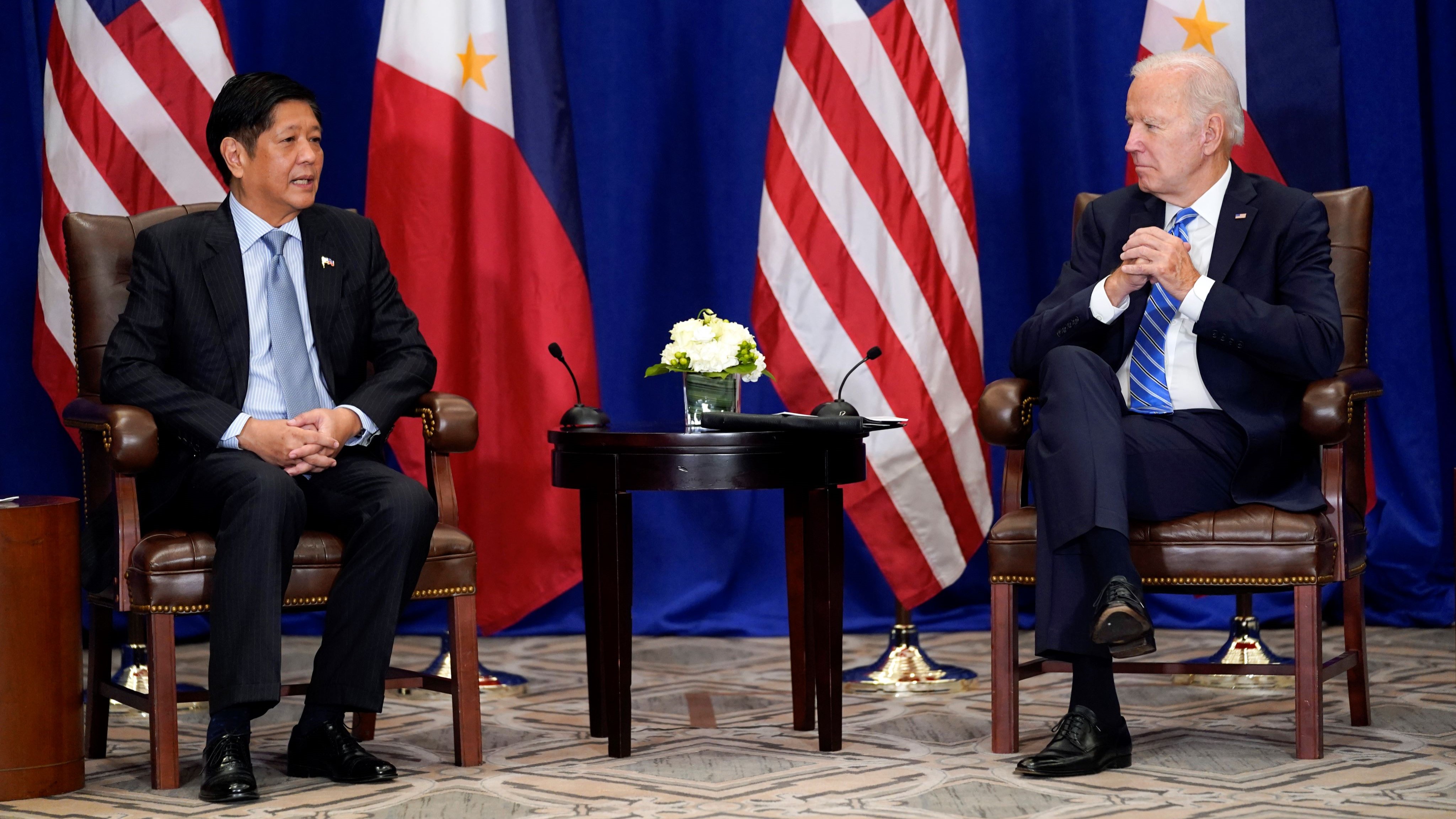 Philippine President Ferdinand Marcos Jr. meets pinch U.S. President Joe Biden.