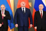Armenian Prime Minister Nikol Pashinyan, Belarusian President Alexander Lukashenko and Russian President Vladimir Putin.