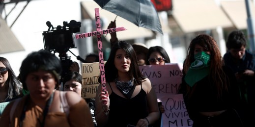 Women gather to demonstrate against gender violence in Ciudad Juarez, Mexico.