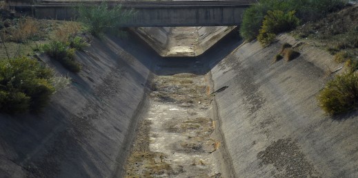 A water channel of the Medjreda Dam in Tunisia runs dry.
