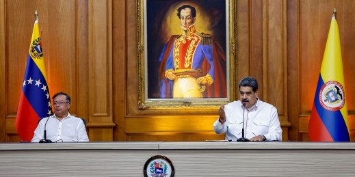 Colombian President Gustavo Petro meets with Venezuelan President Nicolas Maduro.