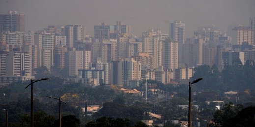 Smoke stemming from nearby wildfires in Brasilia, Brazil.