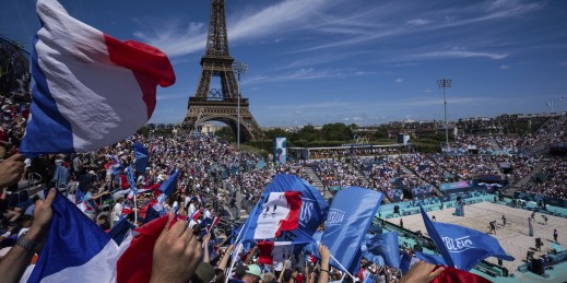 Supporters for France at the Paris Olympics.