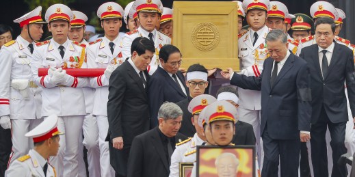 High-ranking Vietnamese officials at the funeral of former Communist Party General Secretary Nguyen Phu Trong.