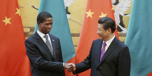 Then-Zambian President Edgar Chagwa Lungu and Chinese President Xi Jinping.