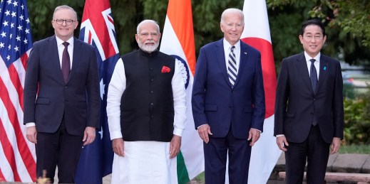 The leaders of the Quad countries of the United States, Australia, India and Japan.