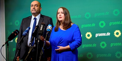 Former Green Party co-leaders Ricarda Lang and Omid Nouripour.