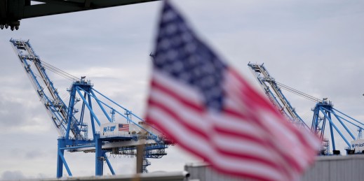 Striking longshoreman at a port.