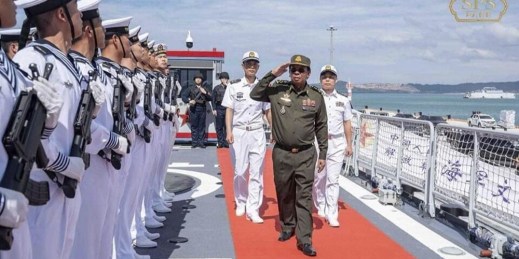 Former Cambodian Defense Minister Tea Banh at Ream Naval Base.