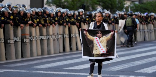 A protester in Peru.