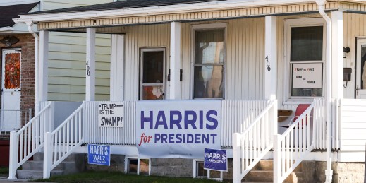 Election campaign signs in Pennsylvania.