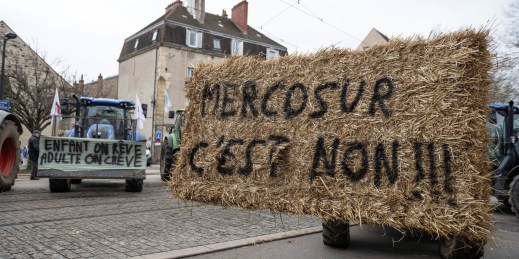 A protest by French farmers against the EU-Mercosur trade agreement.