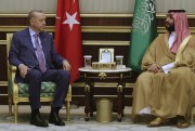 Turkish President Recep Tayyip Erdogan meets with Saudi Arabian Crown Prince Mohammed bin Salman.