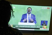 Former Kenyan Prime Minister Raila Odinga speaks during a live televised debate.