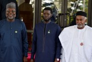 ECOWAS Commission President Omar Touray, Senegalese President Basirou Diomaye Faye and Nigerian Foreign Minister Yusuf Tuggar.