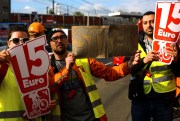 Workers calling for a living wage.